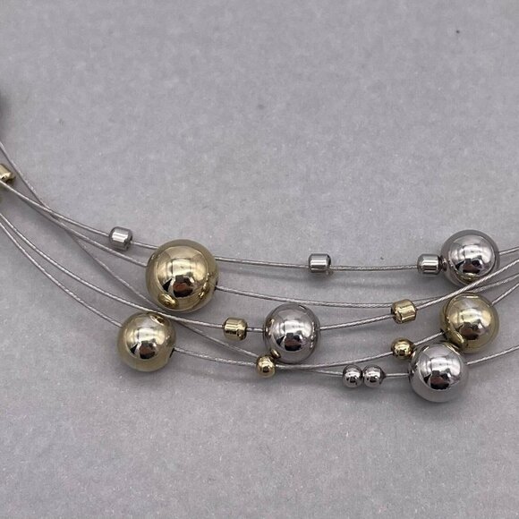 Lia Sophia Kinetic Retired Necklace Two Tone Gold Silver Beads 16 to 19 Inch - Picture 3 of 5